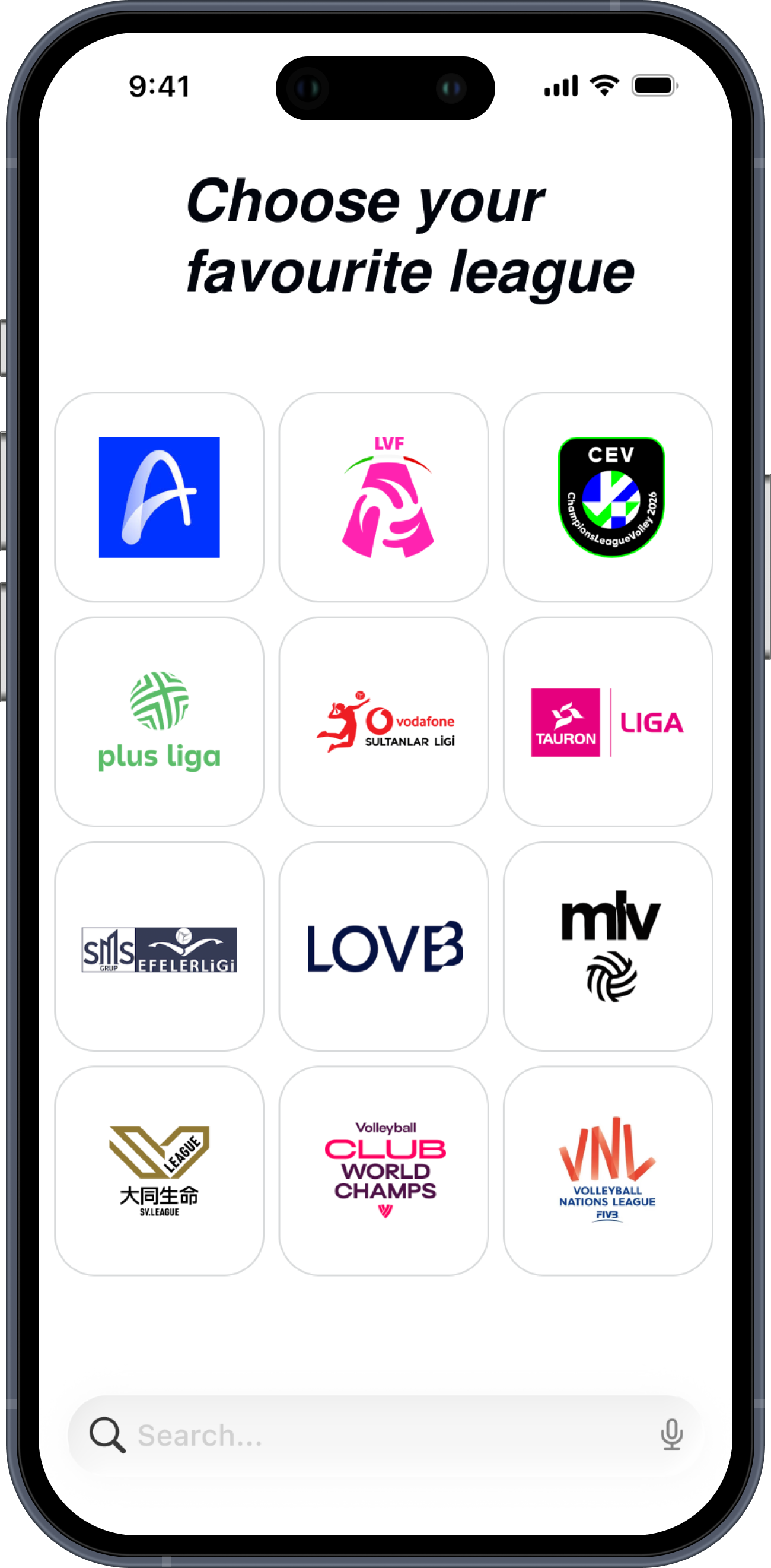 Every Volley — choose your favourite league